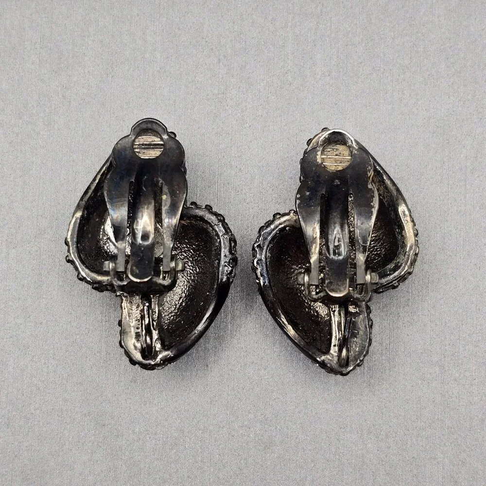 VTG Joan Rivers Crystal Clip-On Earrings Silver Tone Signed Designer Jewelry - Picture 2 of 6